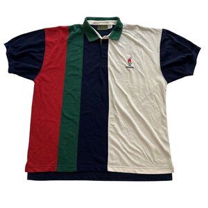 Avon Products Vintage 1996 Atlanta Olympics Golf Shirt in Green Blue Red White